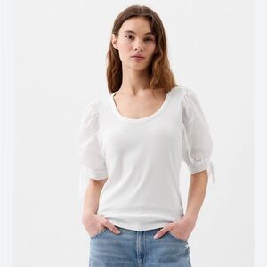 NWT Gap White Puff Tie-Sleeve T-Shirt